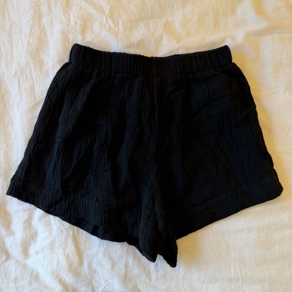 Commense Gauze Cotton High-Waist Black Casual Shorts Size S